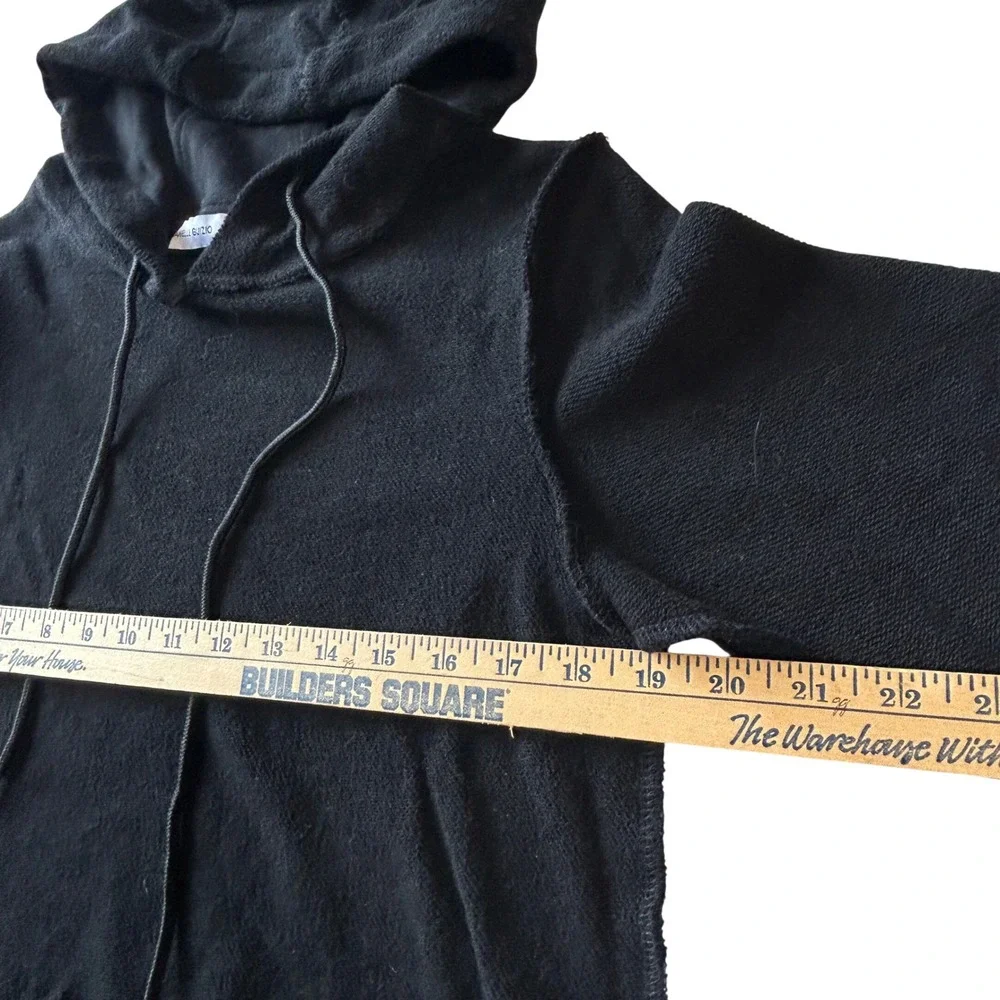 Danielle Guizio Olive Cropped Hoodie Minimalist Athleisure Raw Hem M - Picture 3 of 7